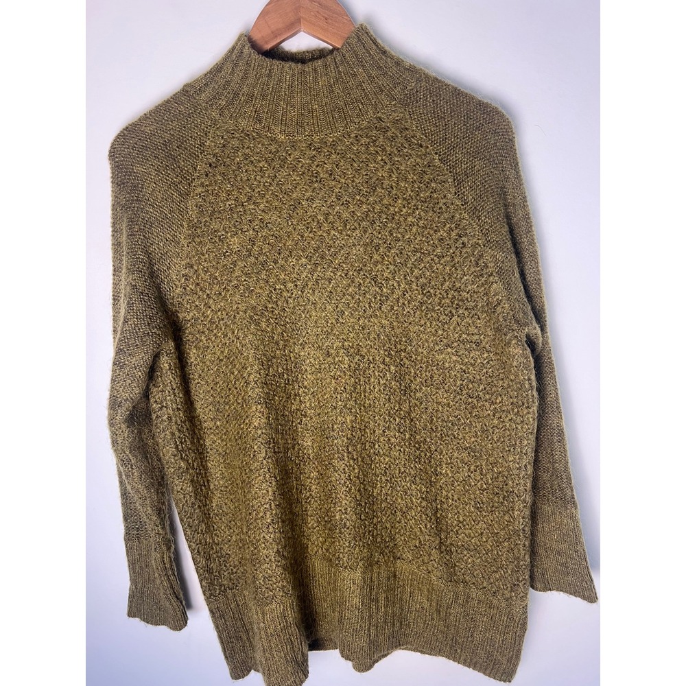 L.O.G.G. H&M Sweater Wm XS Olive Green Mohair Blend Mock Neck Knit Academia